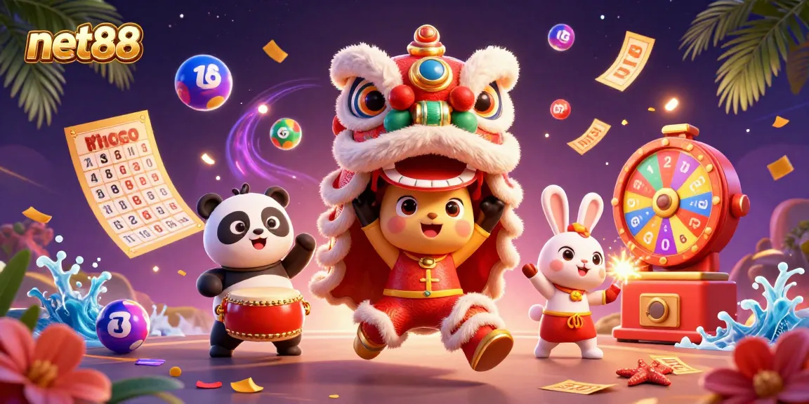 Experience thrilling gameplay at net88 with this vibrant lottery-inspired casino illustration.