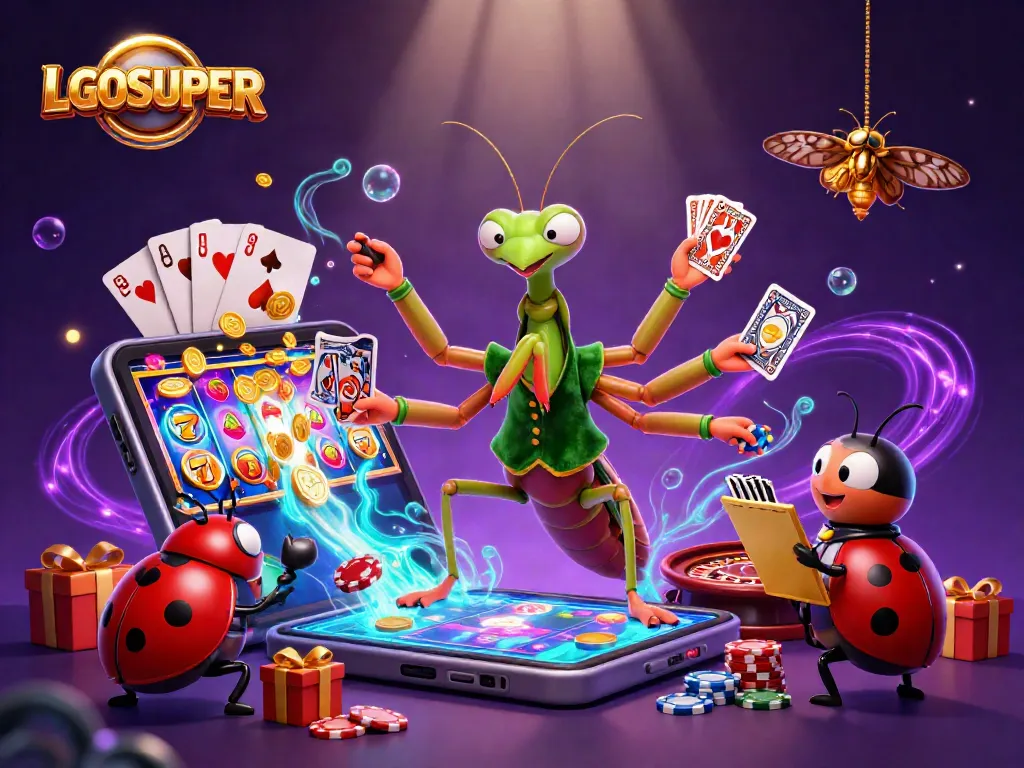 Experience thrilling gaming action with LGOSUPER in this vibrant casino scene.