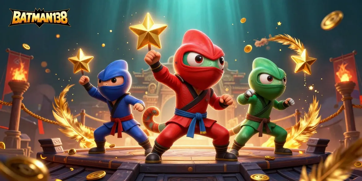 Raih kemenangan di BATMAN138 dengan karakter ninja chameleon beraksi dan elemen kasino menawan.