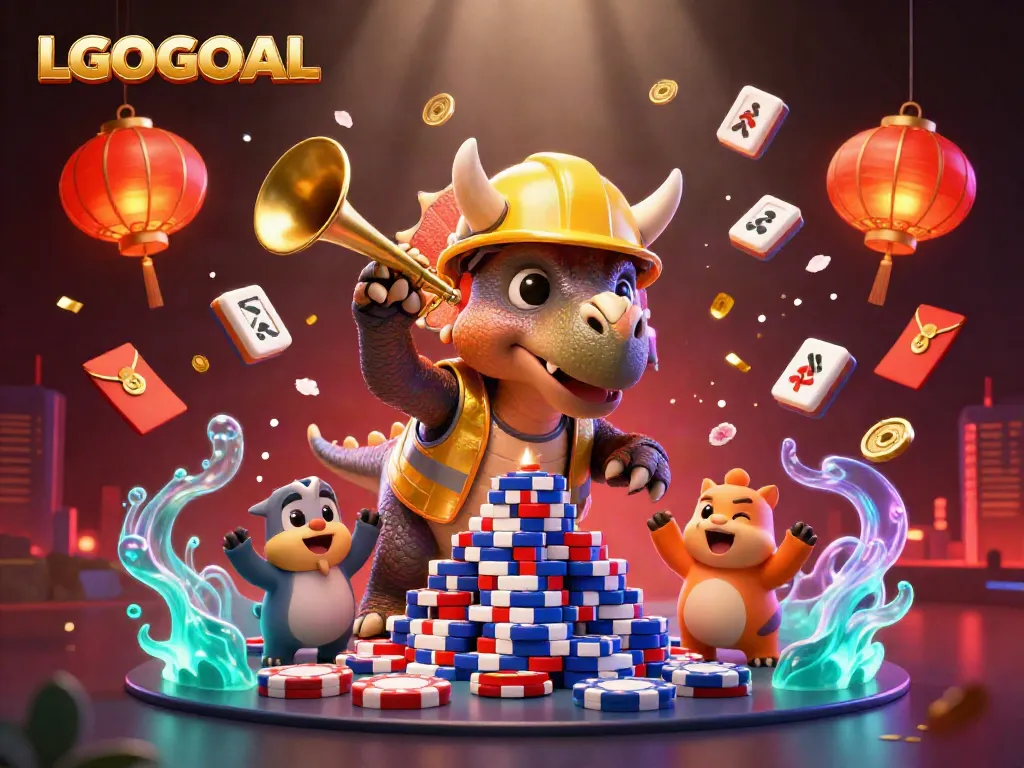 Experience the vibrant excitement of LGOGOAL's gaming universe with cheerful characters and casino elements.