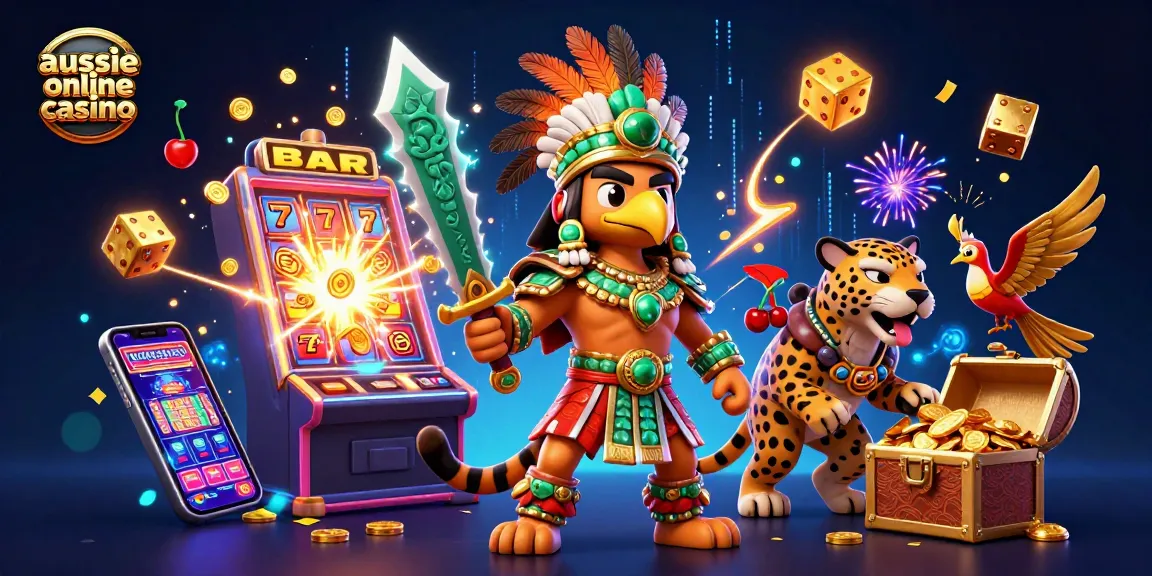 Engage with the Aussie online casino featuring a vibrant scene full of gaming excitement.