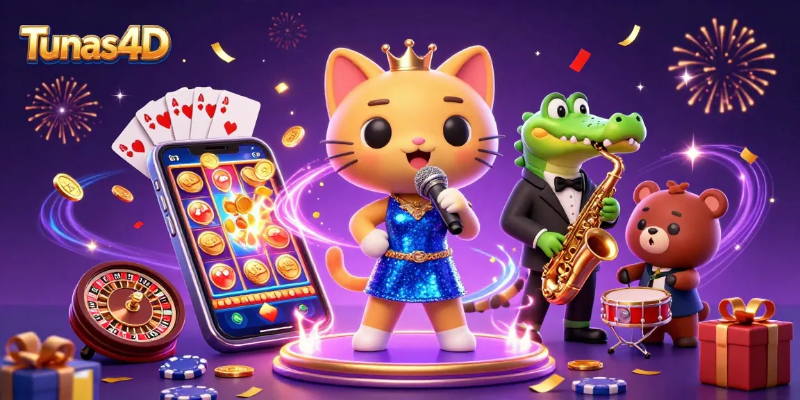 Tunas4D menawarkan permainan slot online dengan pengalaman menarik dikelilingi oleh karakter ceria dan elemen kasino.