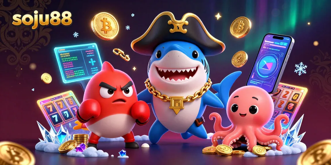 Experience thrilling gameplay with soju88 in a vibrant casino scene featuring animated characters.
