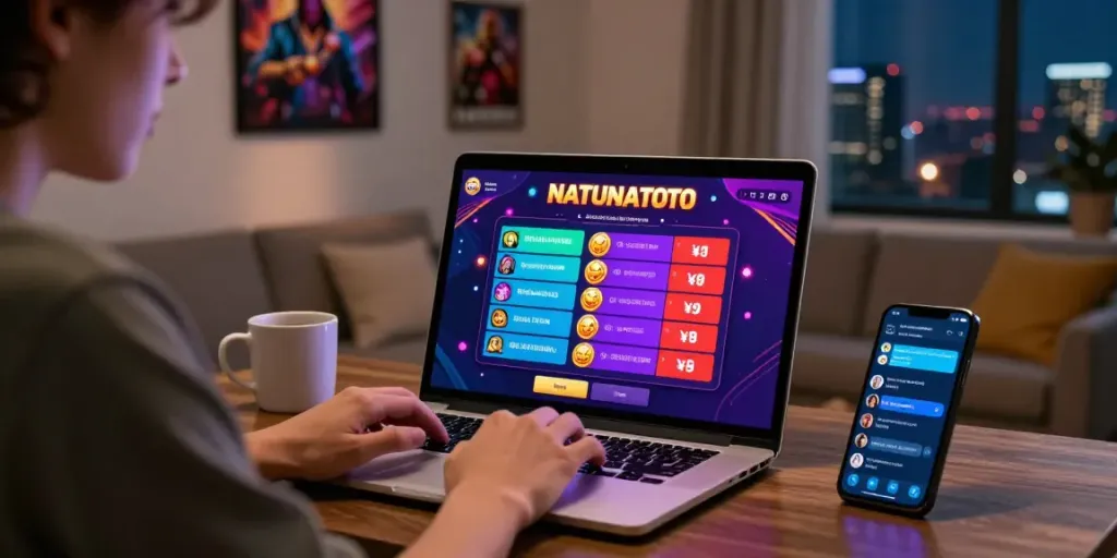 Gambaran pengguna natunatoto sedang bermain game online dengan suasana yang nyaman.