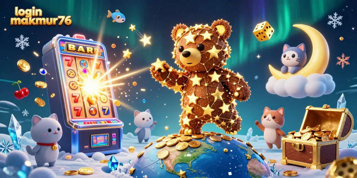 Join the excitement at login makmur76 with a vibrant casino-themed illustration featuring dynamic game elements.