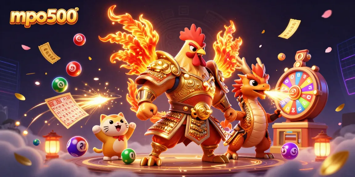 Mpo500 menyajikan ilustrasi cerah dengan pejuang ayam dan naga, terinspirasi dari dunia perjudian.