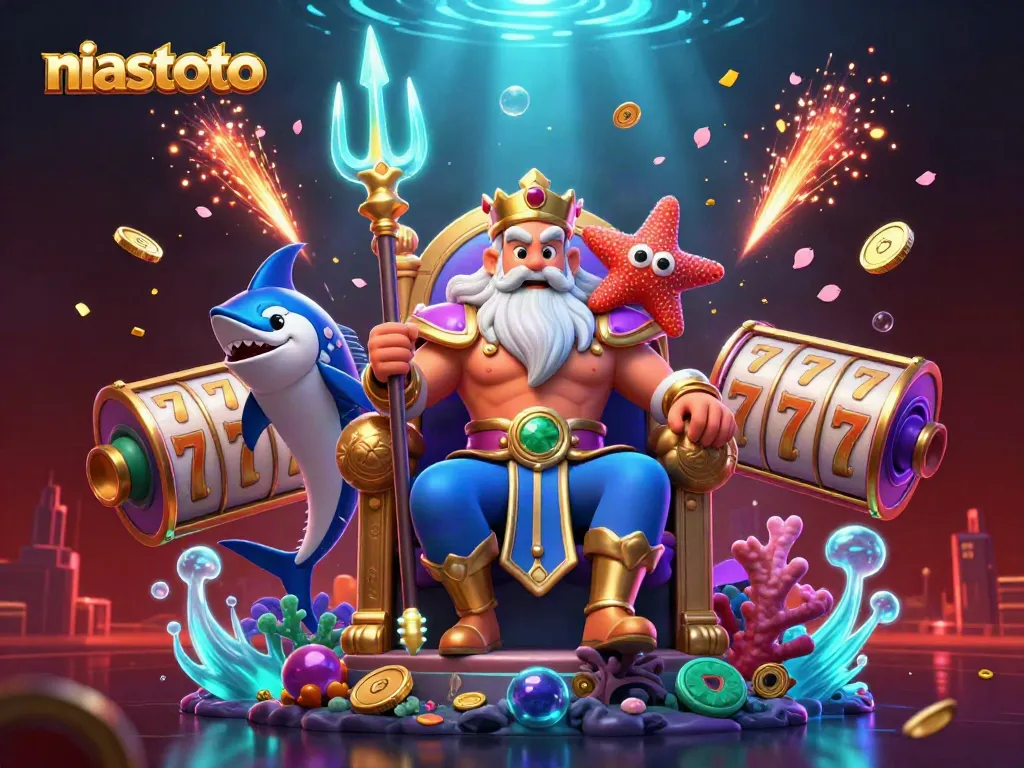 Gali kemenangan di dunia niastoto dengan slot berkilau dan karakter menarik dalam ilustrasi 3D.
