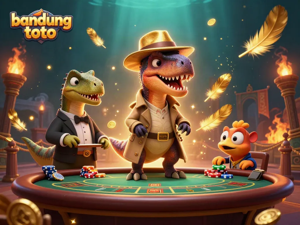 Engage with bandung toto at an adventurous blackjack table featuring cartoon dinosaurs.