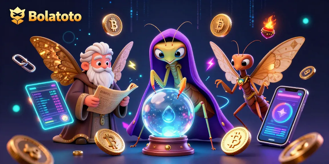 Join Bolatoto's vibrant crypto casino scene with mystical characters and glowing elements for thrilling games.