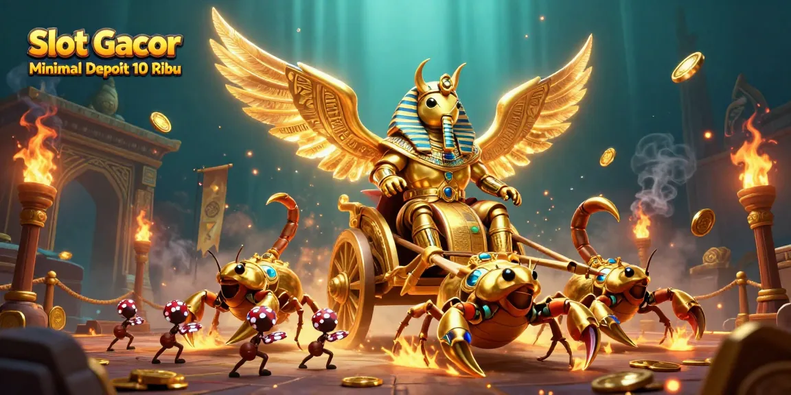 Experience thrilling Slot Gacor Minimal Deposit 10 Ribu action with vibrant casino imagery and dynamic characters.
