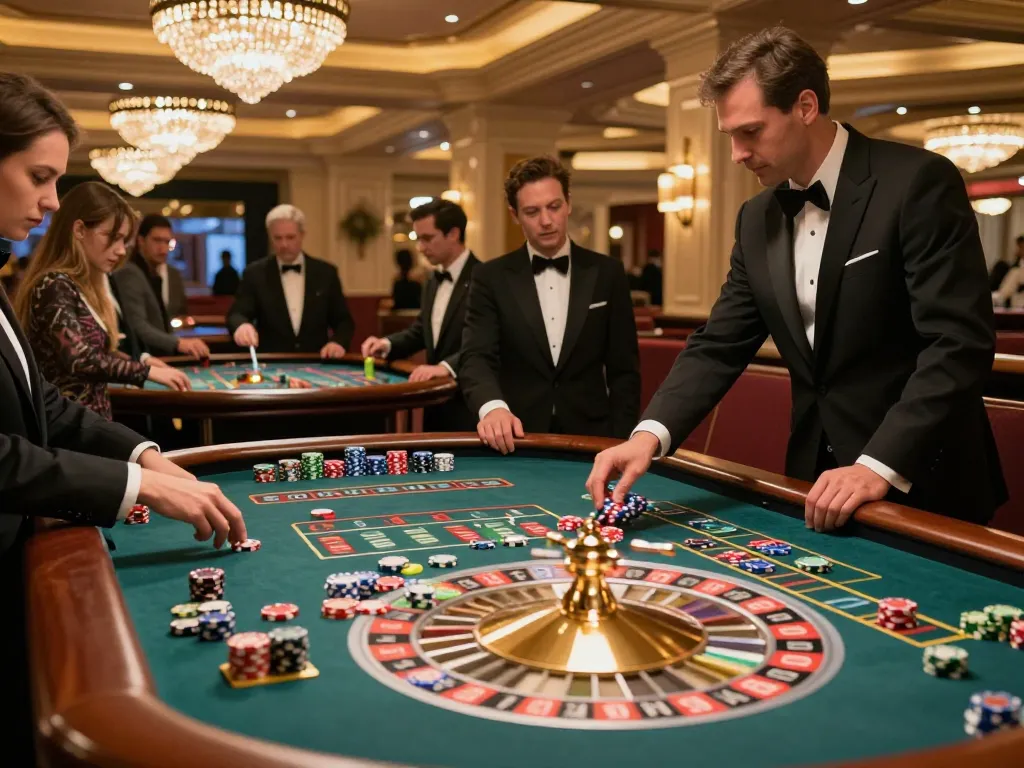 Experience the thrill of roulette with Garansi Kekealahan, as players strategize in an elegant casino setting.