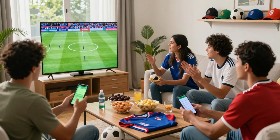 Exciting group viewing sports at home while using tempototo daftar for betting during World Cup 2026.