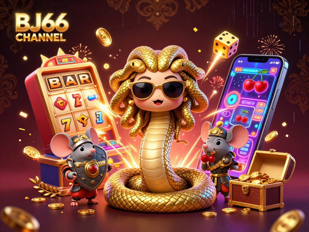 BJ66 CHANNEL sparks excitement with 3D Medusa and warrior amid casino action and fortune.