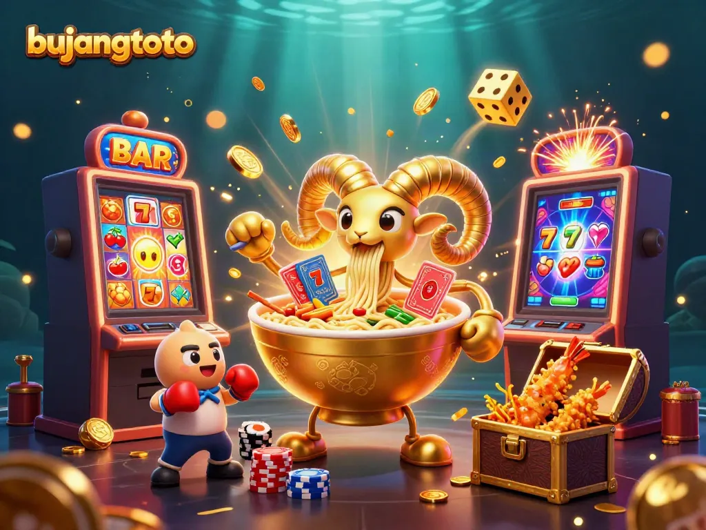 Engage in gameplay action with bujangtoto's fun characters and jackpot elements exploding across the scene.
