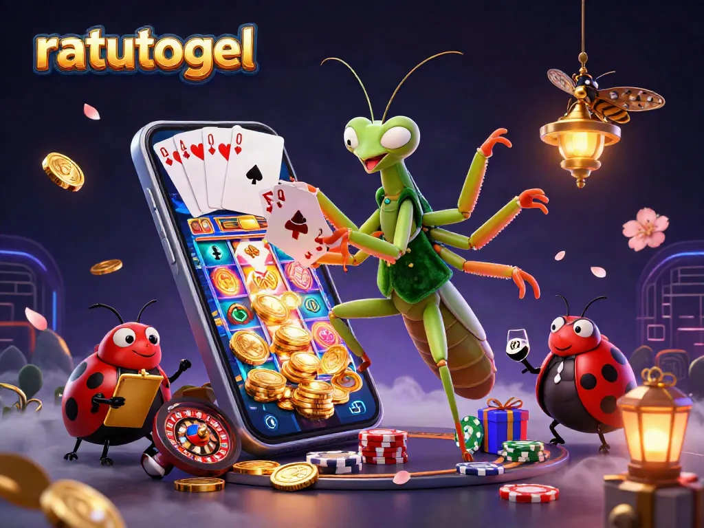 Experience the excitement of ratutogel in this vibrant casino scene featuring dynamic characters.