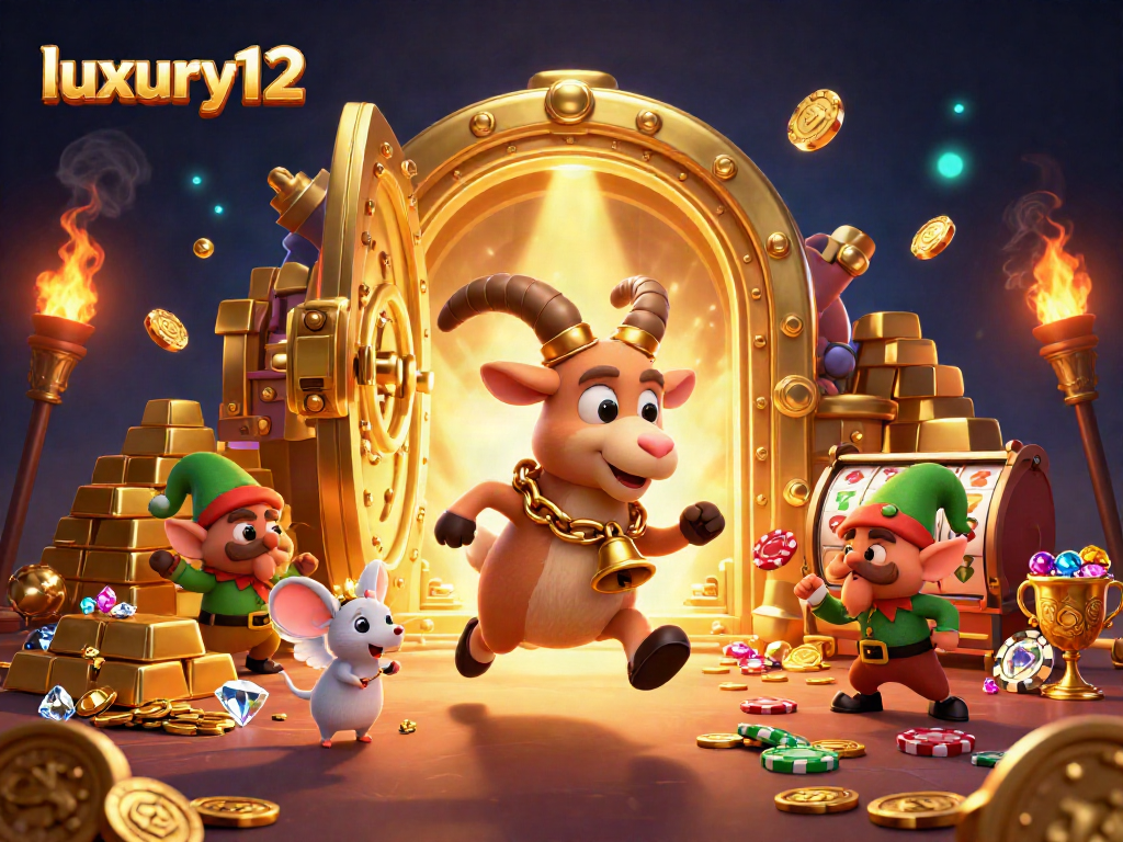 Experience thrilling action at luxury12 with festive 3D casino characters and vibrant gaming elements.