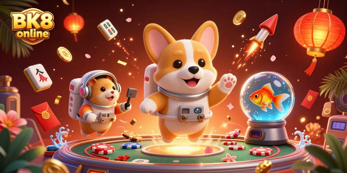 Experience thrilling gaming with BK8 online in a vibrant casino space scene.