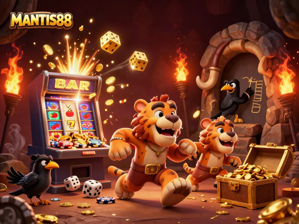 MANTIS88 brings excitement with a lively prehistoric casino featuring vibrant 3D elements and engaging characters.